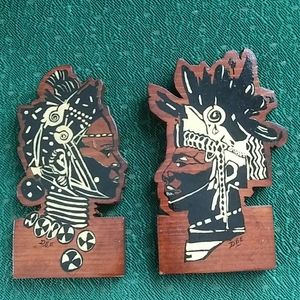 Vintage Indigenous Couple by DEE Wooden Wall Art